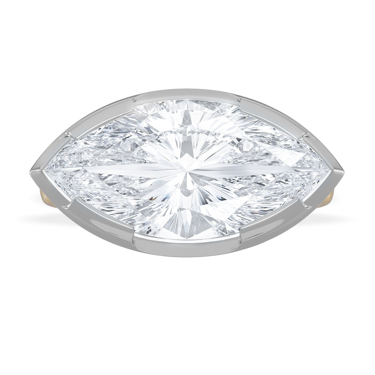 East West 5.00ct Marquise Cut Lab Diamond Solitaire Engagement Ring in 18K Yellow Gold