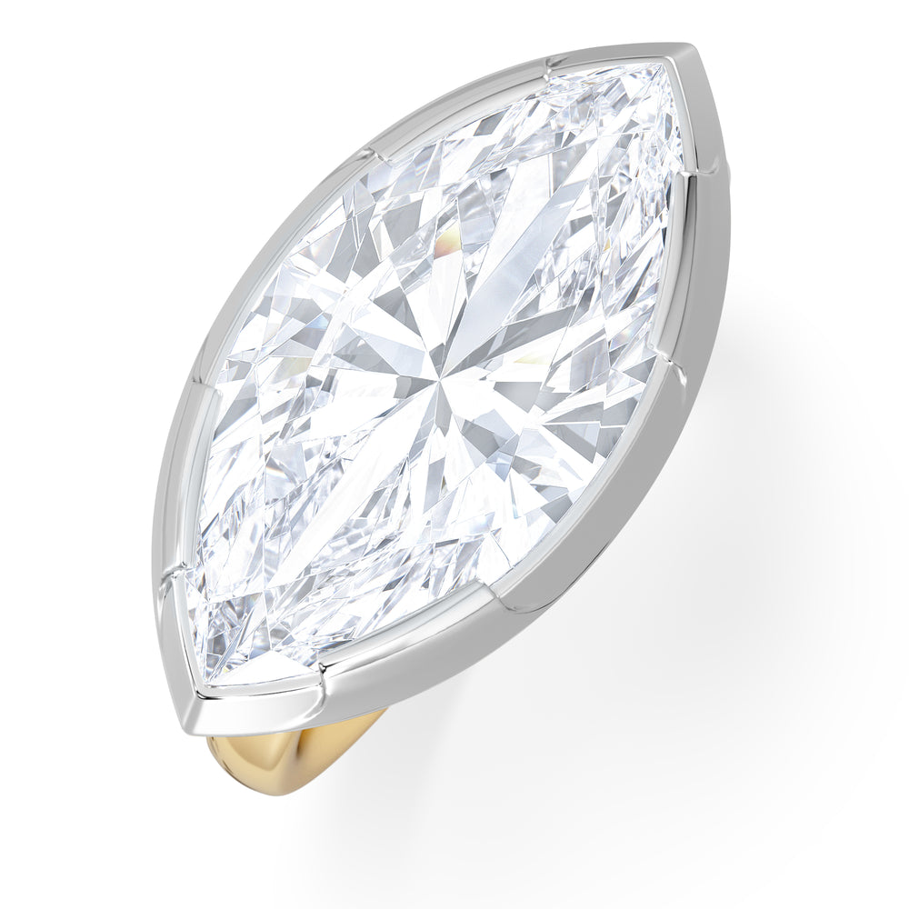 East West 5.00ct Marquise Cut Lab Diamond Solitaire Engagement Ring in 18K Yellow Gold