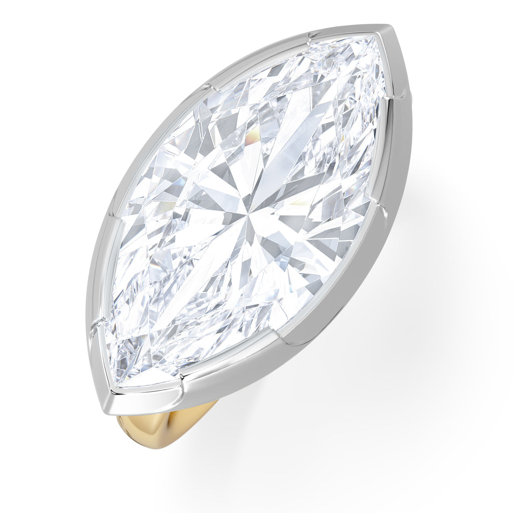 East West 5.00ct Marquise Cut Lab Diamond Solitaire Engagement Ring in 18K Yellow Gold