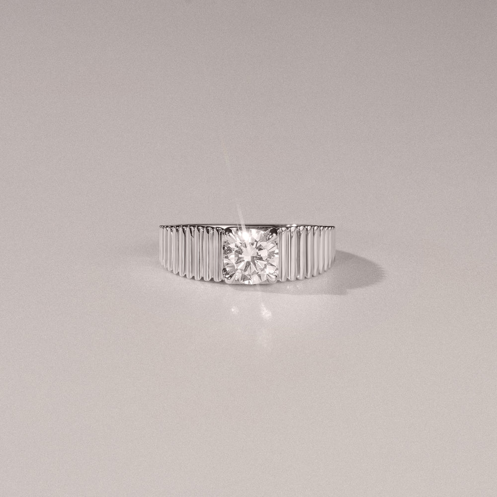 Flute 1.00ct Round Cut Lab Grown Diamond Solitaire Ring in Platinum