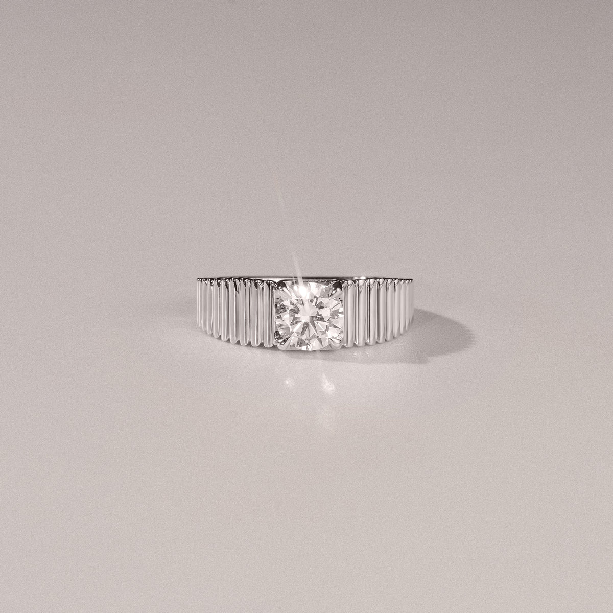 Flute 1.00ct Round Cut Lab Grown Diamond Solitaire Ring in Platinum