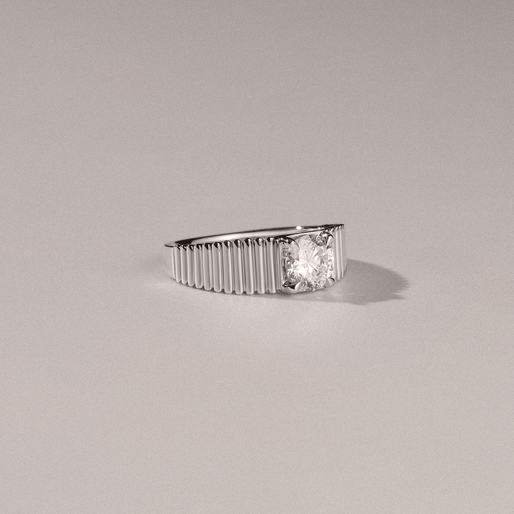 Flute 1.00ct Round Cut Lab Grown Diamond Solitaire Ring in Platinum