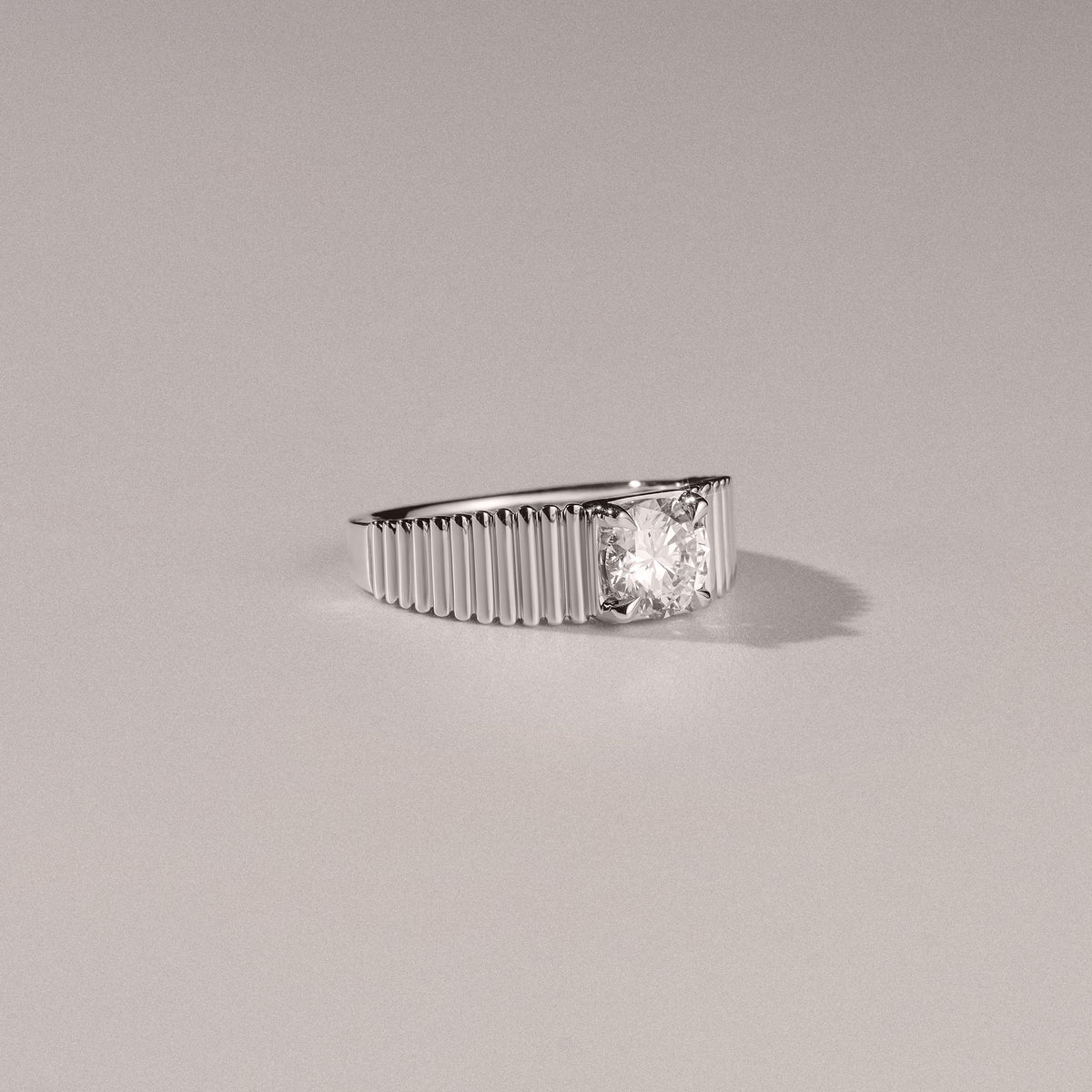 Flute 1.00ct Round Cut Lab Grown Diamond Solitaire Ring in Platinum