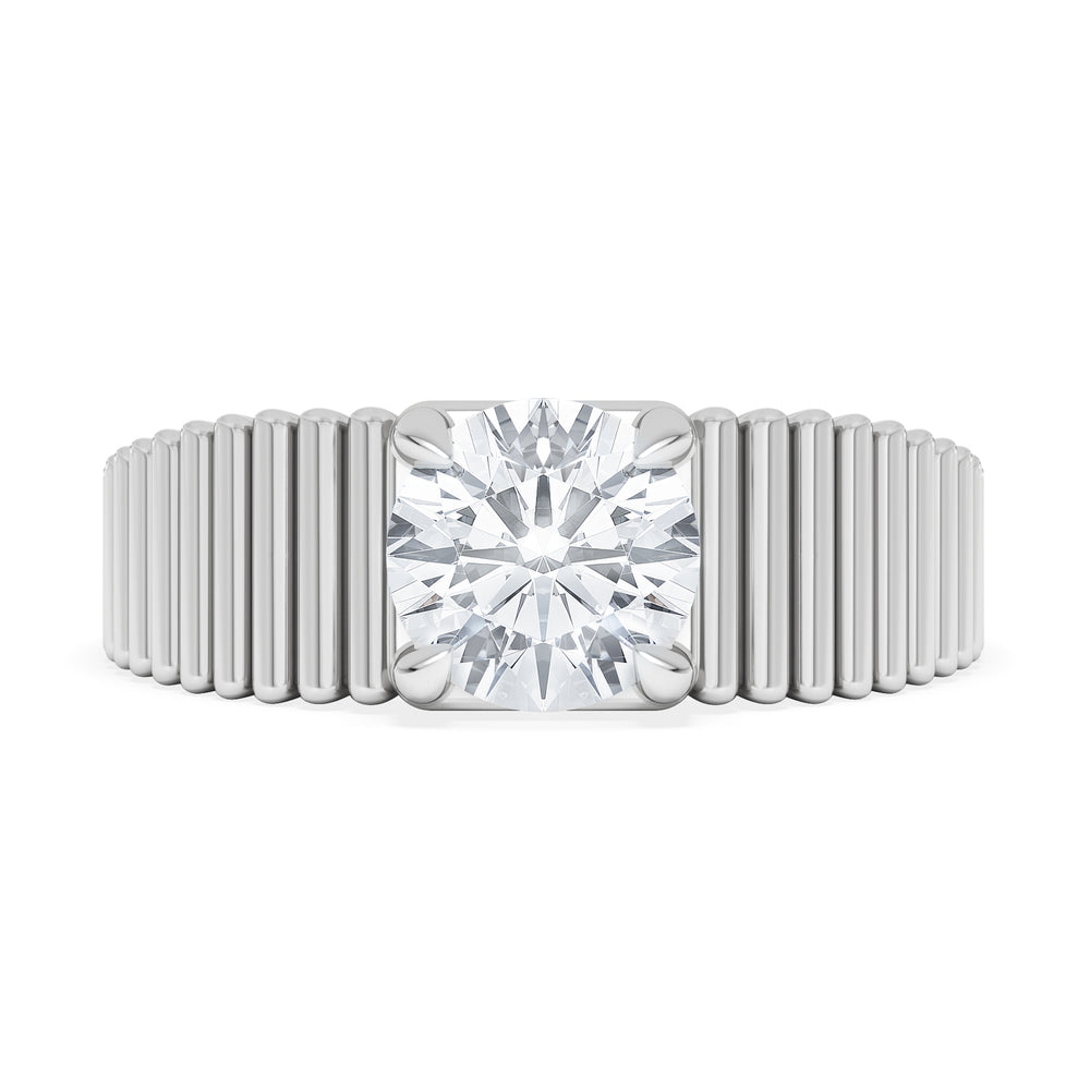 Flute 1.00ct Round Cut Lab Grown Diamond Solitaire Ring in Platinum