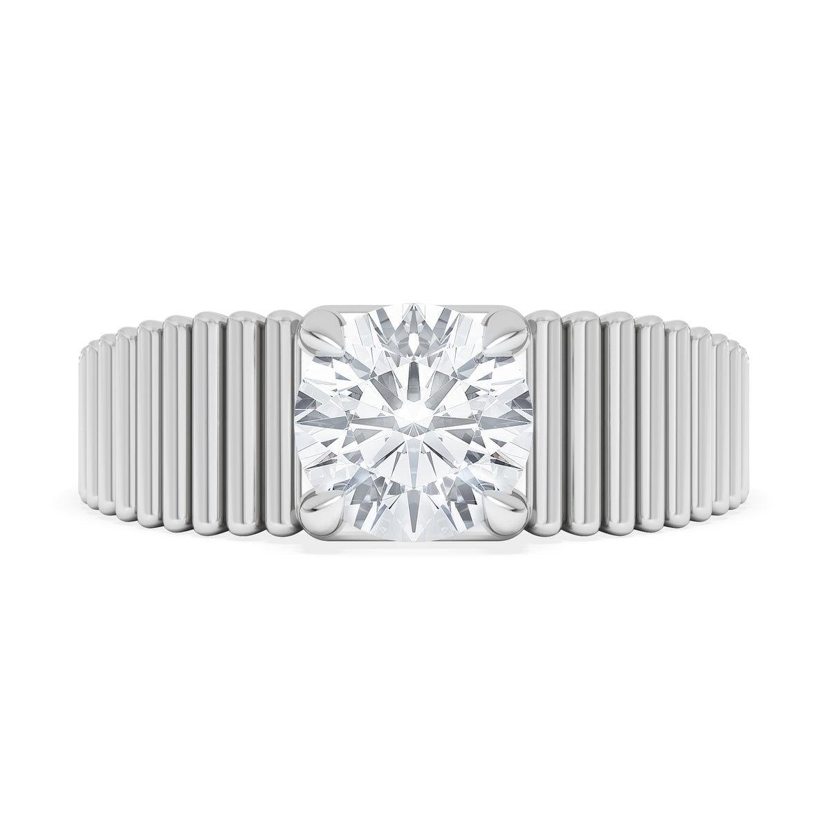 Flute 1.00ct Round Cut Lab Grown Diamond Solitaire Ring in Platinum