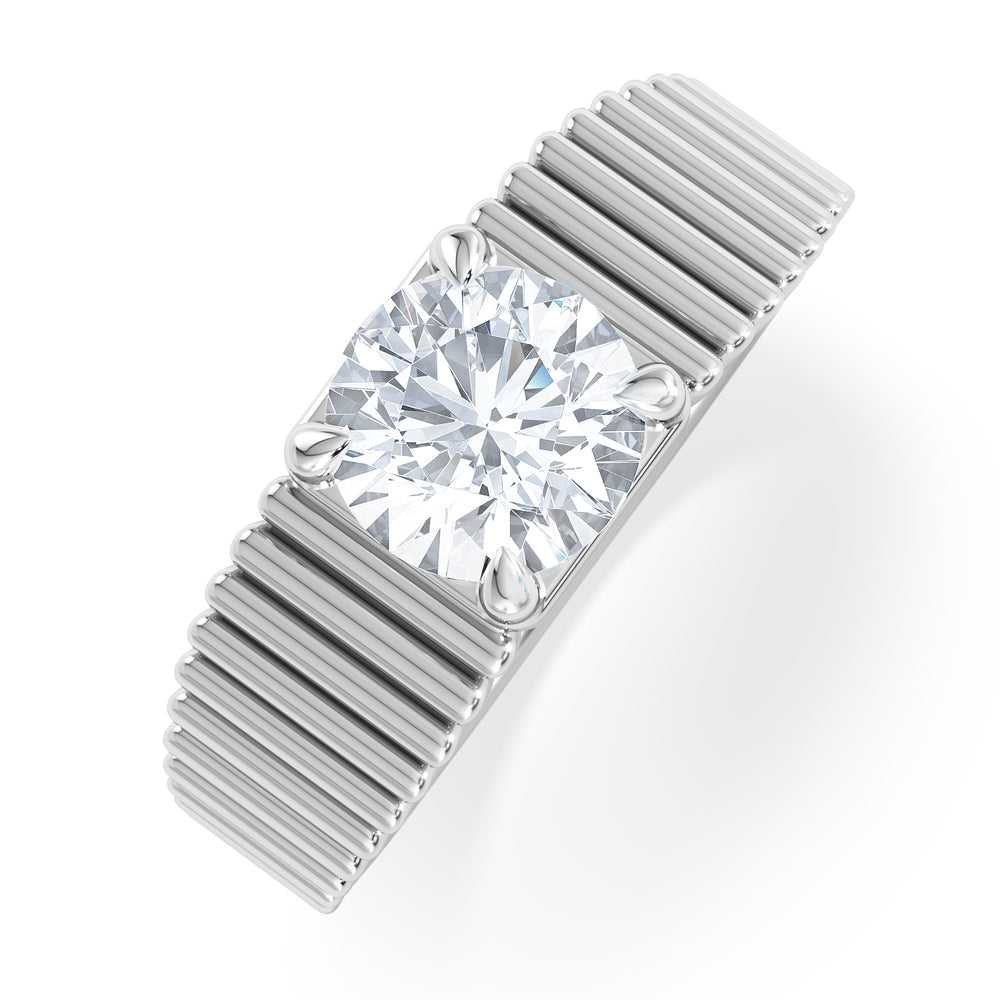 Flute 1.00ct Round Cut Lab Grown Diamond Solitaire Ring in Platinum