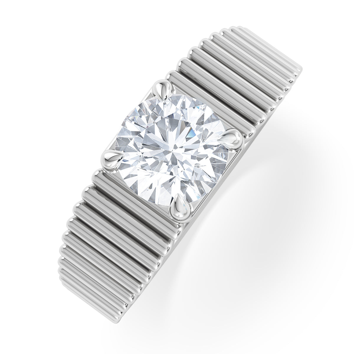 Flute 1.00ct Round Cut Lab Grown Diamond Solitaire Ring in Platinum
