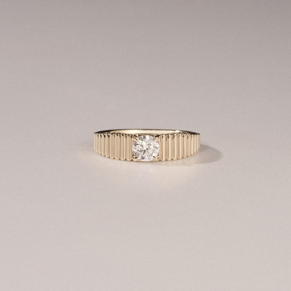 Flute 0.50ct Round Cut Lab Grown Diamond Solitaire Ring 18K Yellow Gold