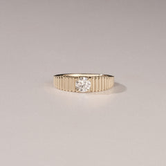 Flute 0.50ct Round Cut Lab Grown Diamond Solitaire Ring 18K Yellow Gold