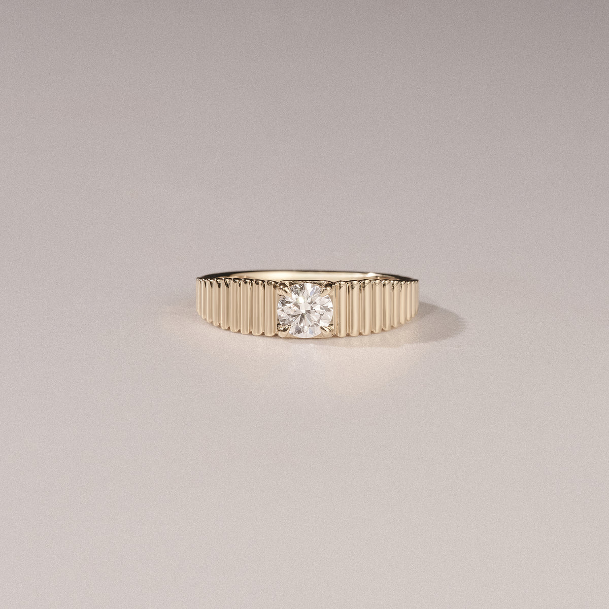 Flute 0.50ct Round Cut Lab Grown Diamond Solitaire Ring 18K Yellow Gold