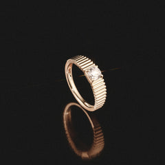 Flute 0.50ct Round Cut Lab Grown Diamond Solitaire Ring 18K Yellow Gold