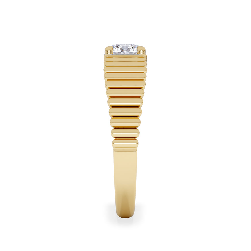 Flute 0.50ct Round Cut Lab Grown Diamond Solitaire Ring 18K Yellow Gold