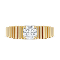 Flute 0.50ct Round Cut Lab Grown Diamond Solitaire Ring 18K Yellow Gold