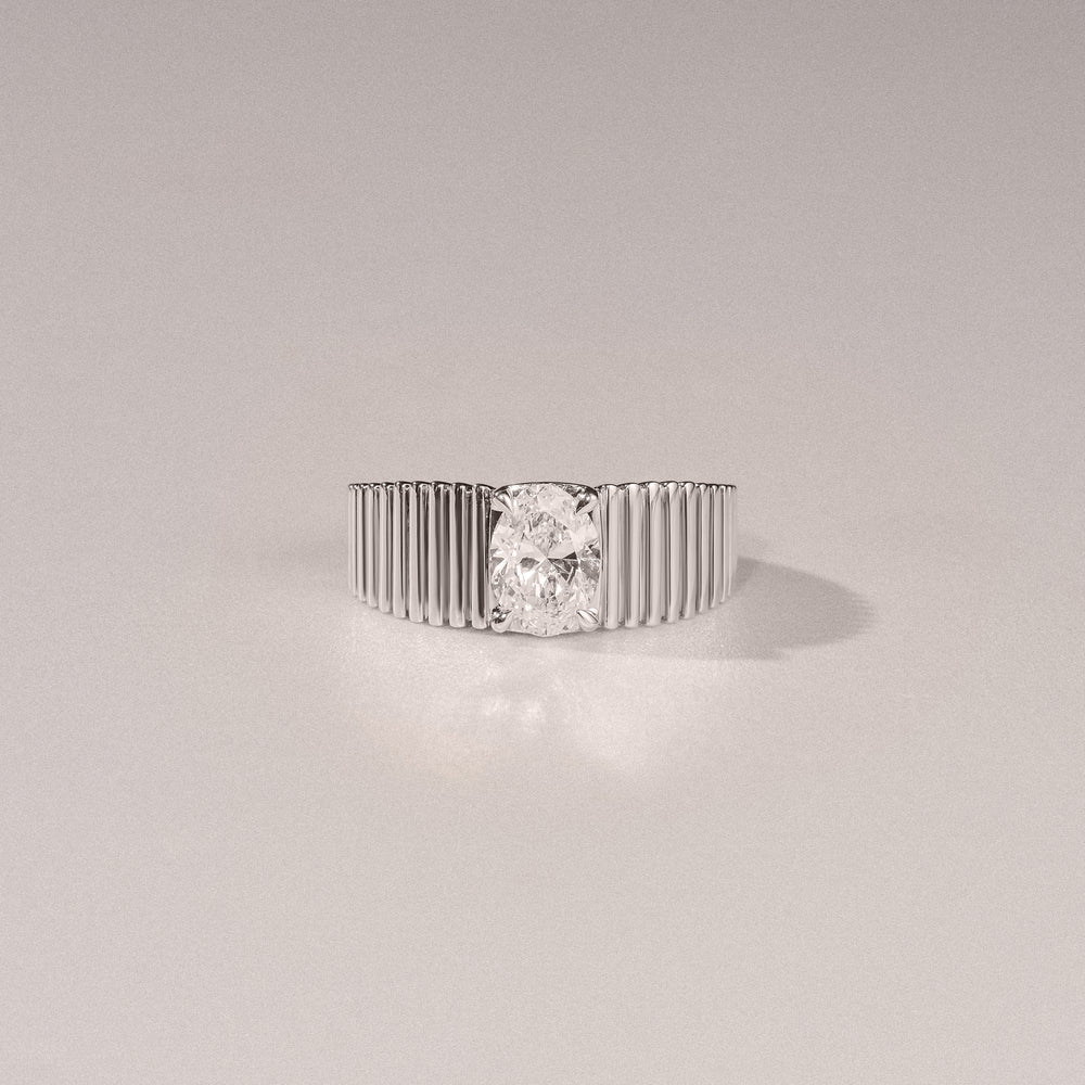 Flute 1.00ct Oval Cut Lab Grown Diamond Solitaire Ring in Platinum