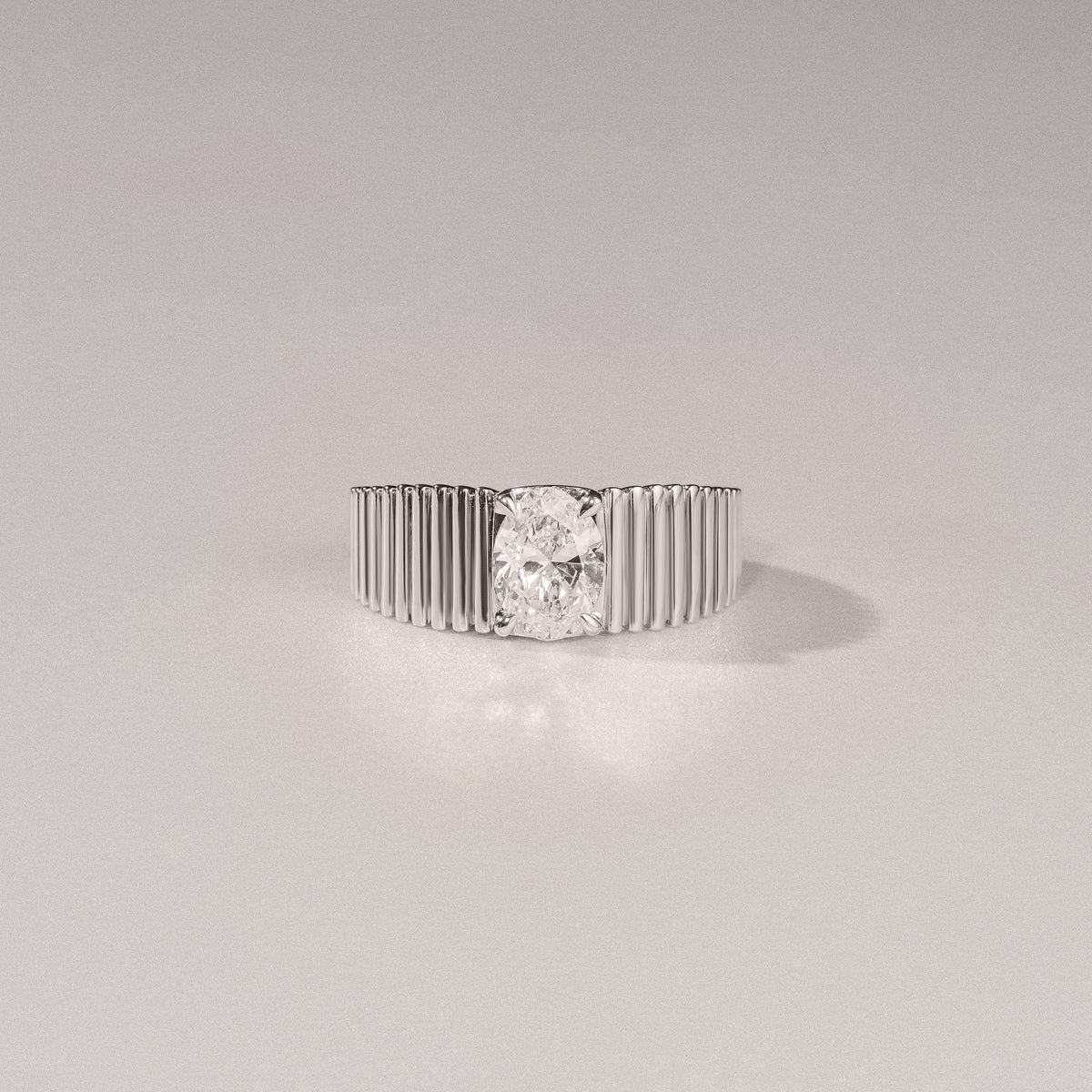 Flute 1.00ct Oval Cut Lab Grown Diamond Solitaire Ring in Platinum