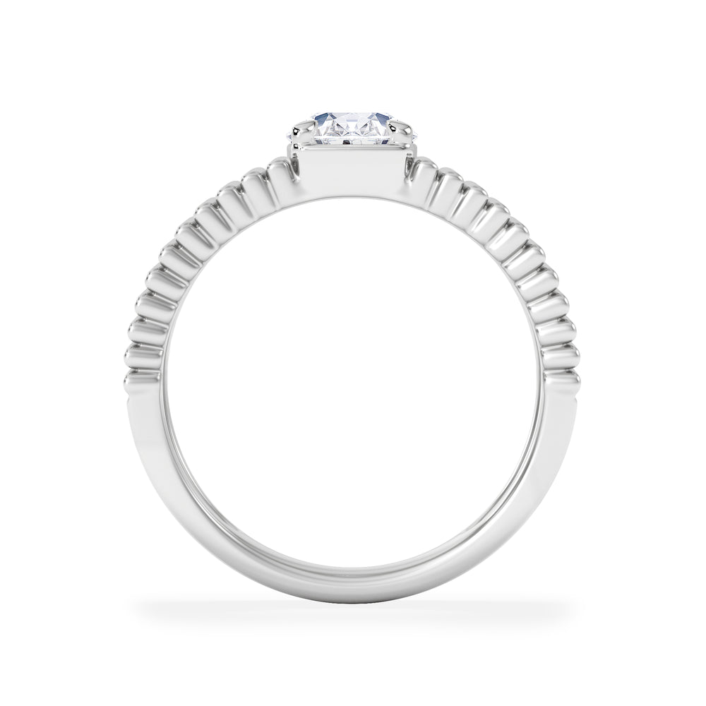 Flute 1.00ct Oval Cut Lab Grown Diamond Solitaire Ring in Platinum