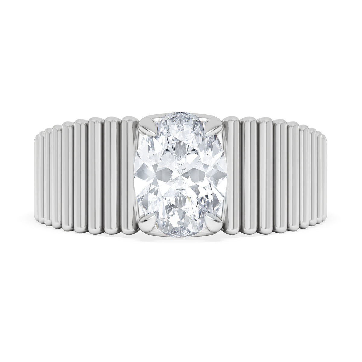 Flute 1.00ct Oval Cut Lab Grown Diamond Solitaire Ring in Platinum