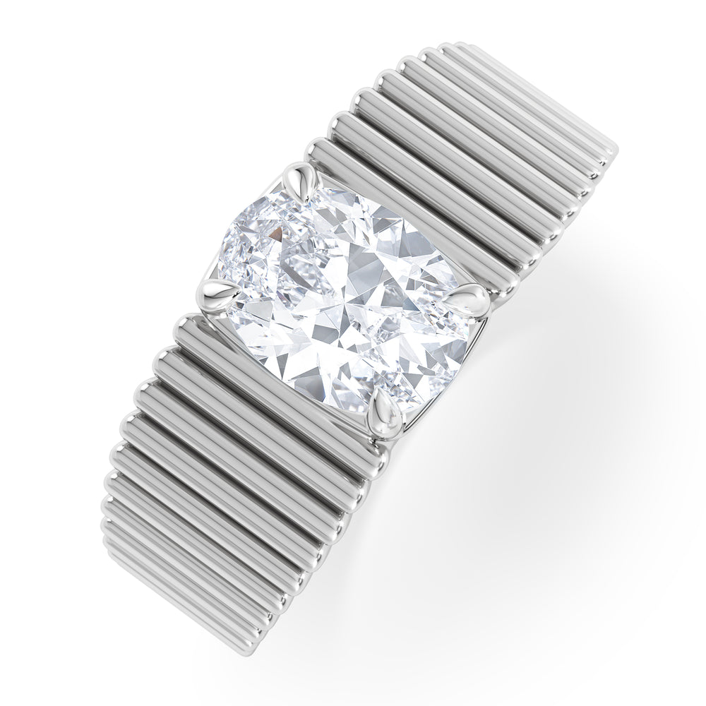 Flute 1.00ct Oval Cut Lab Grown Diamond Solitaire Ring in Platinum