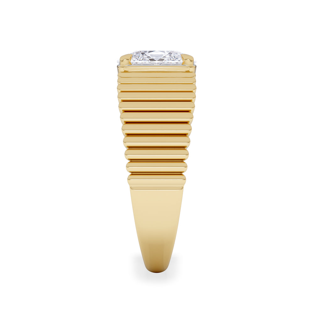 Flute 1.00ct Oval Cut Lab Grown Diamond Solitaire Ring 18K Yellow Gold