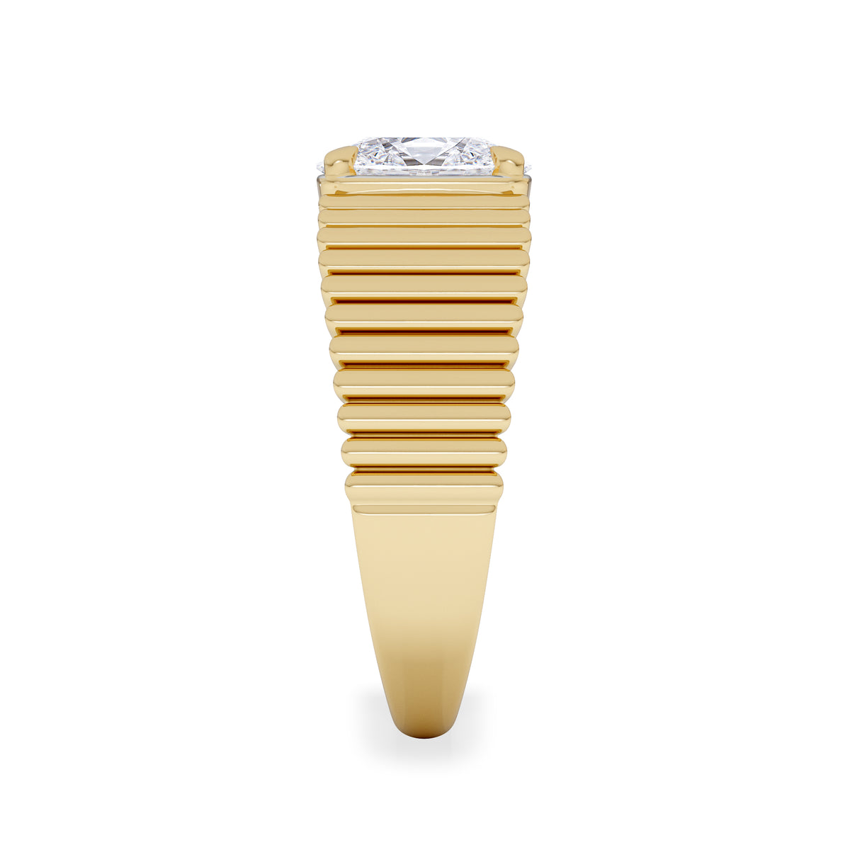 Flute 1.00ct Oval Cut Lab Grown Diamond Solitaire Ring 18K Yellow Gold