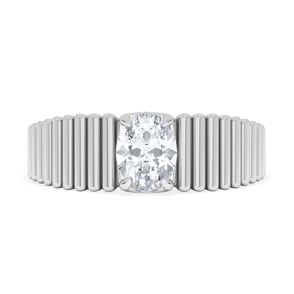 Flute 0.50ct Oval Cut Lab Grown Diamond Solitaire Ring in Platinum