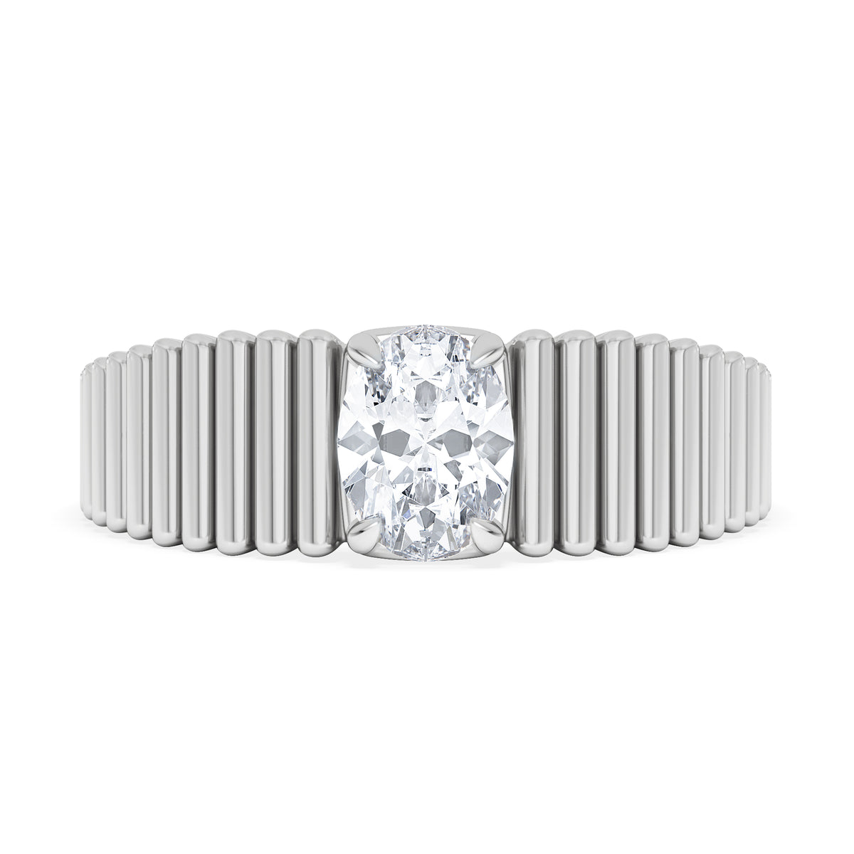 Flute 0.50ct Oval Cut Lab Grown Diamond Solitaire Ring in Platinum