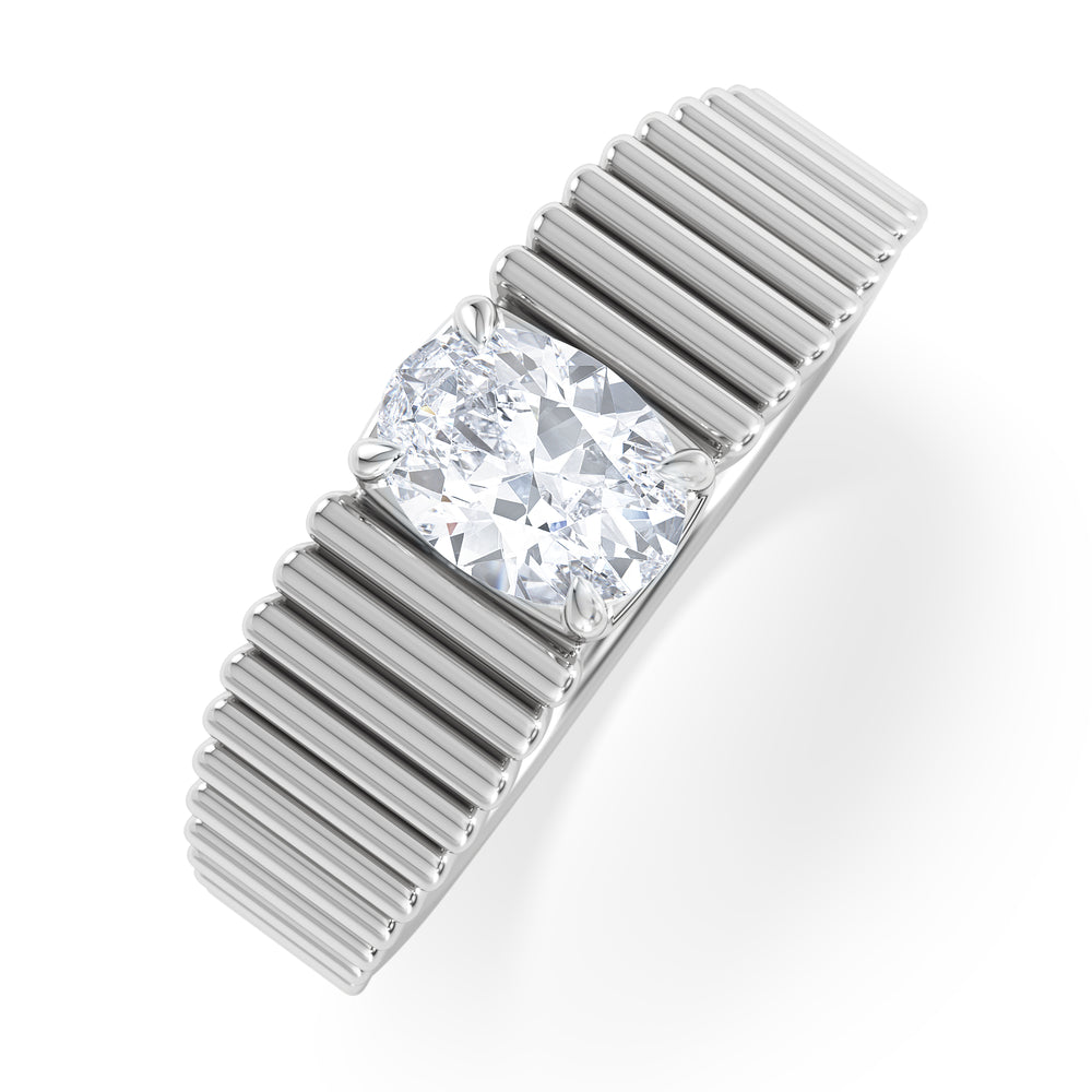 Flute 0.50ct Oval Cut Lab Grown Diamond Solitaire Ring in Platinum