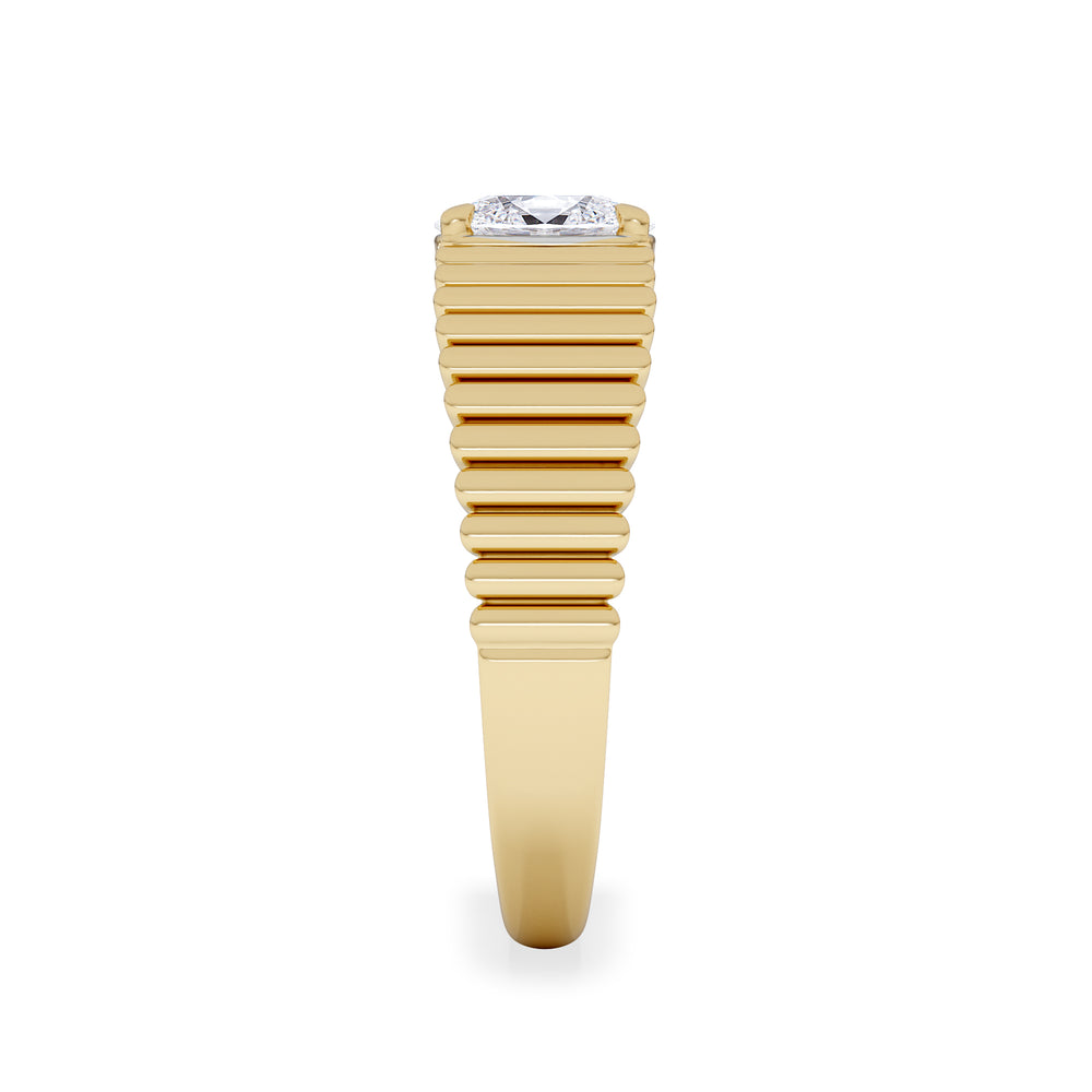 Flute 0.50ct Oval Cut Lab Grown Diamond Solitaire Ring 18K Yellow Gold