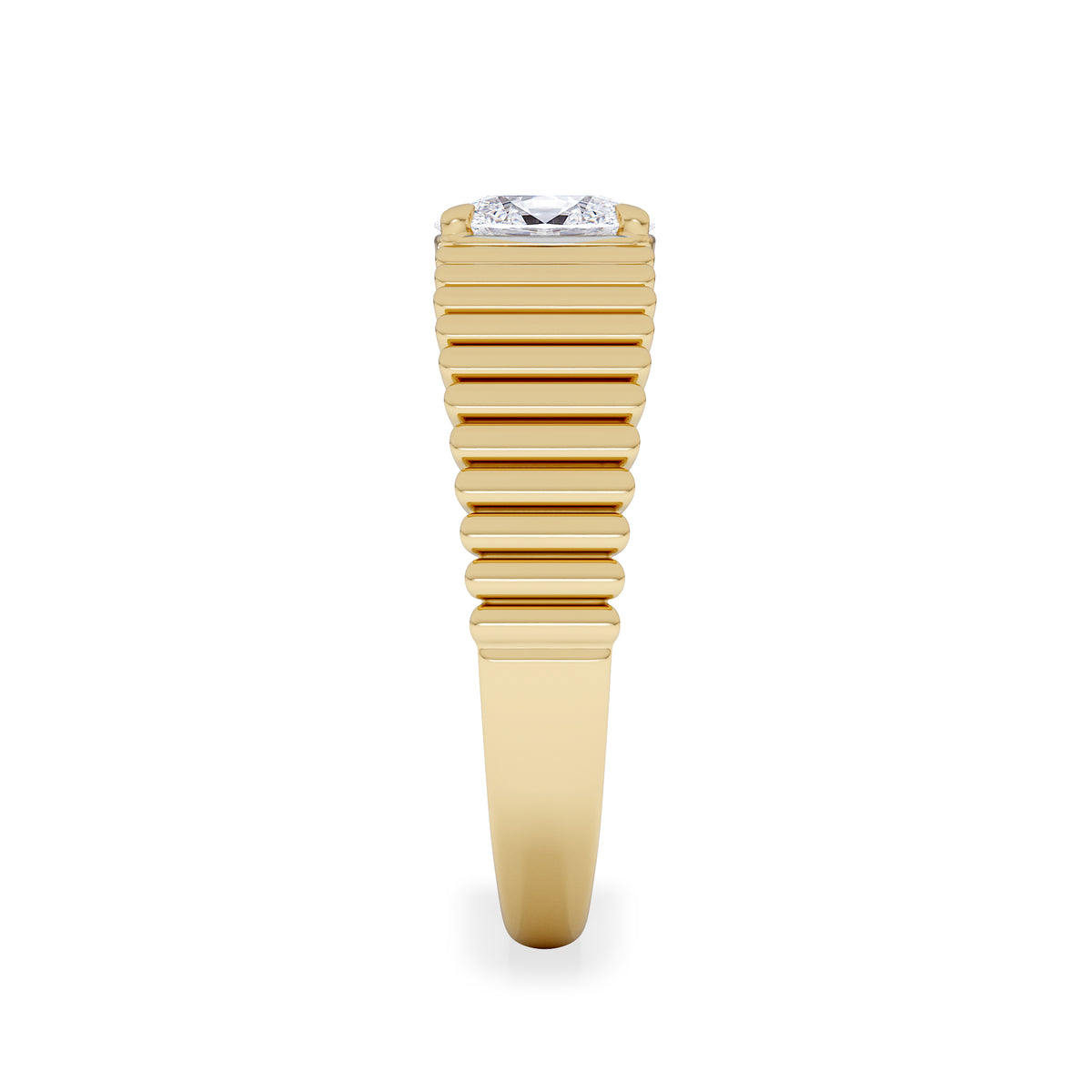 Flute 0.50ct Oval Cut Lab Grown Diamond Solitaire Ring 18K Yellow Gold
