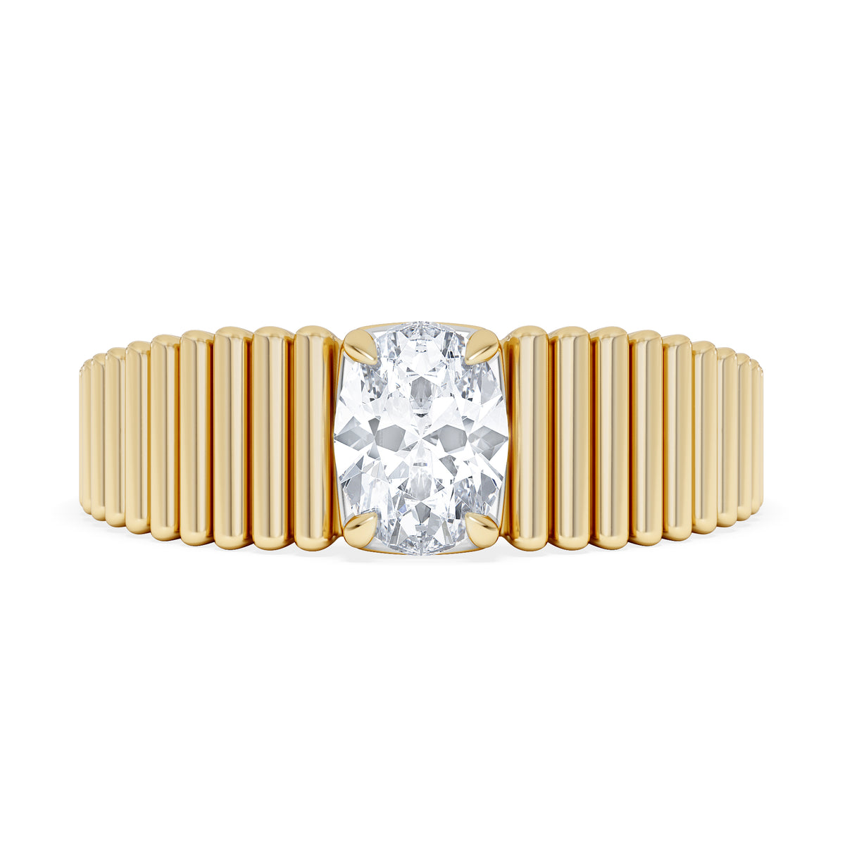 Flute 0.50ct Oval Cut Lab Grown Diamond Solitaire Ring 18K Yellow Gold