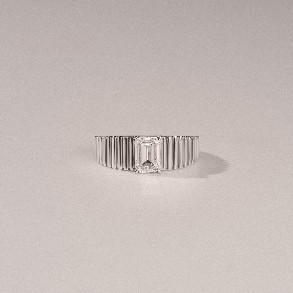 Flute 1.00ct Emerald Cut Lab Grown Diamond Solitaire Ring in Platinum