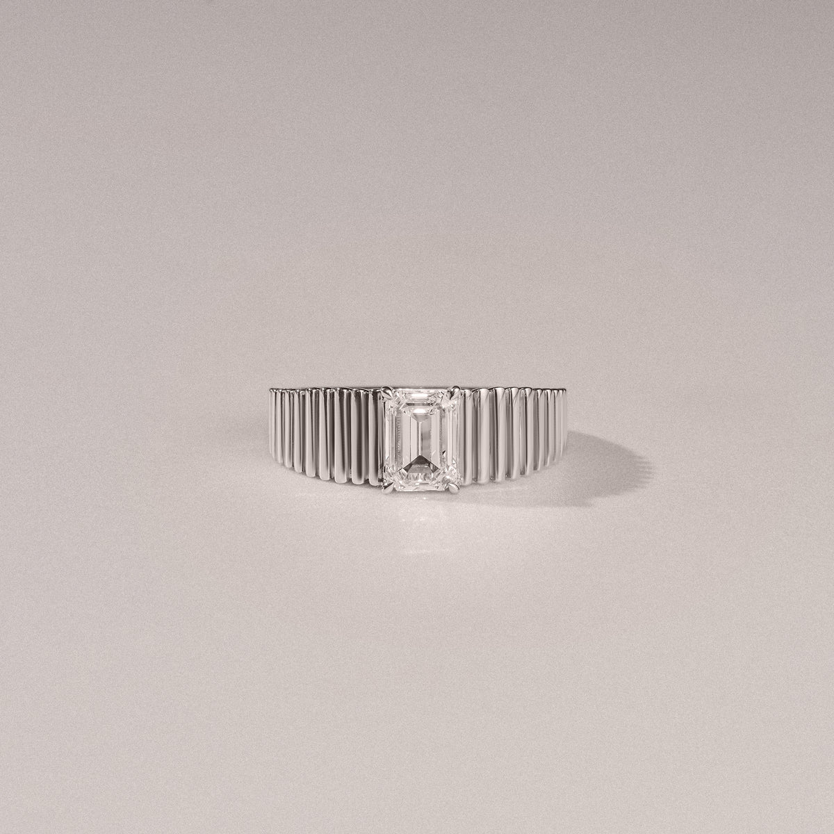 Flute 1.00ct Emerald Cut Lab Grown Diamond Solitaire Ring in Platinum