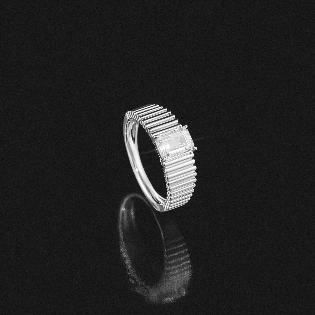 Flute 1.00ct Emerald Cut Lab Grown Diamond Solitaire Ring in Platinum