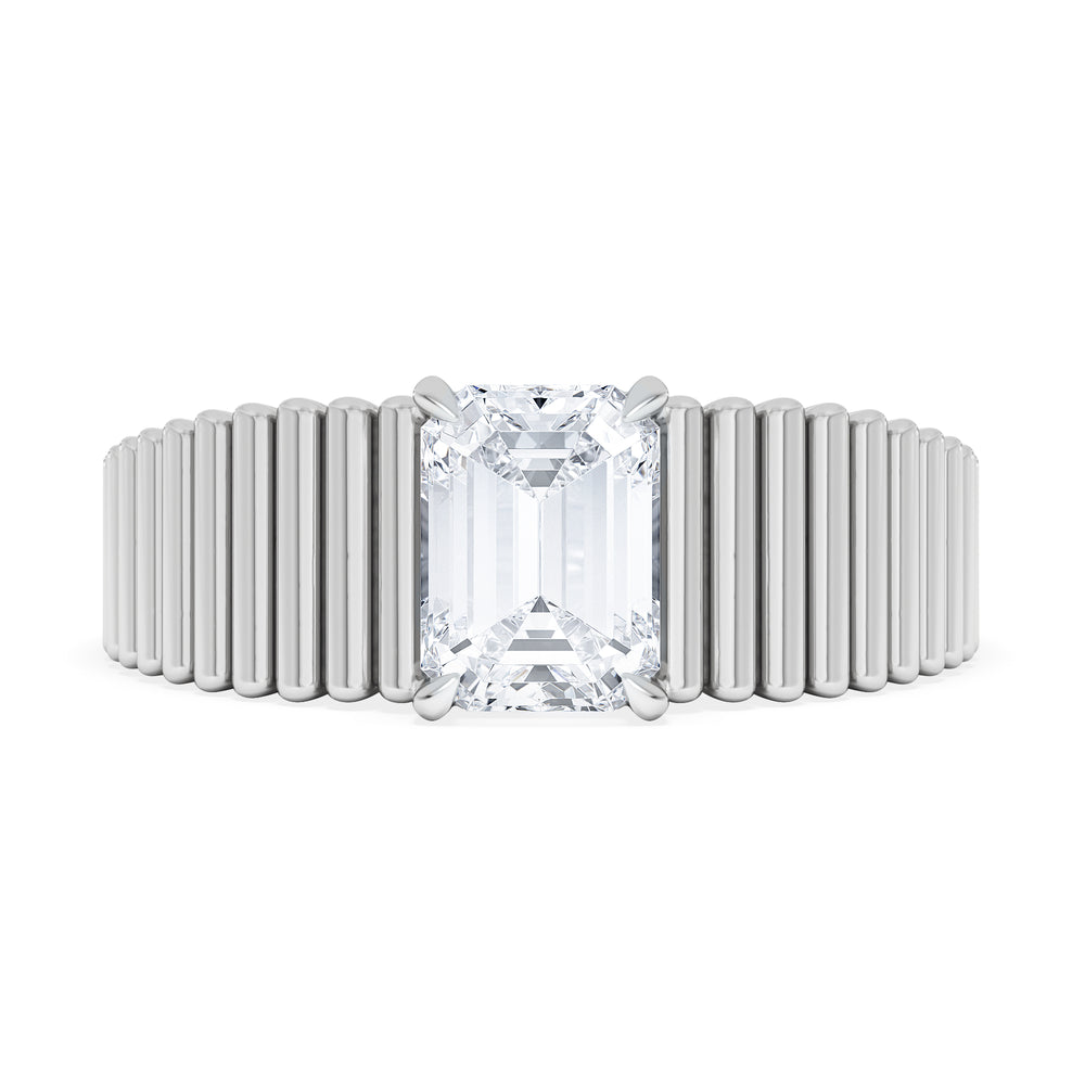Flute 1.00ct Emerald Cut Lab Grown Diamond Solitaire Ring in Platinum