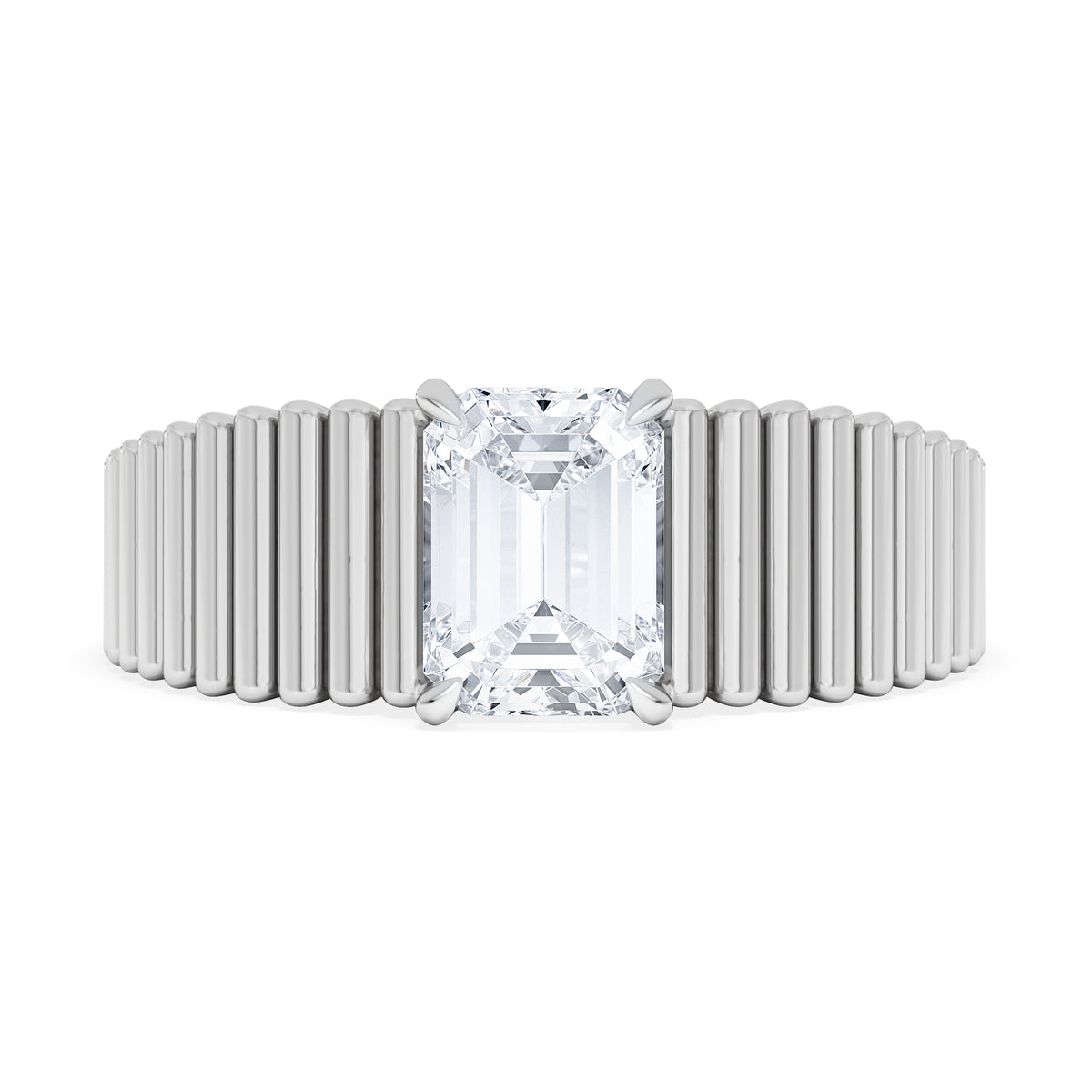 Flute 1.00ct Emerald Cut Lab Grown Diamond Solitaire Ring in Platinum