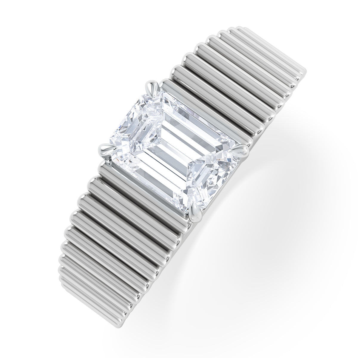 Flute 1.00ct Emerald Cut Lab Grown Diamond Solitaire Ring in Platinum