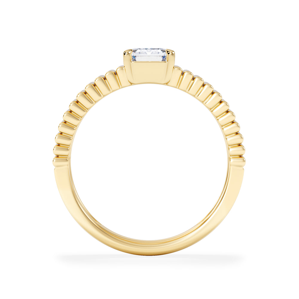 Flute 1.00ct Emerald Cut Lab Grown Diamond Solitaire Ring 18K Yellow Gold