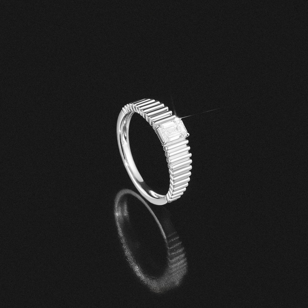 Flute 0.50ct Emerald Cut Lab Grown Diamond Solitaire Ring in Platinum