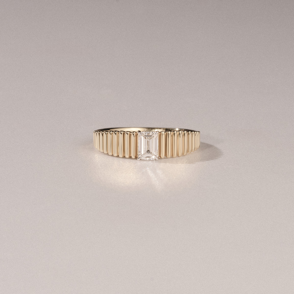 Flute 0.50ct Emerald Cut Lab Grown Diamond Solitaire Ring 18K Yellow Gold