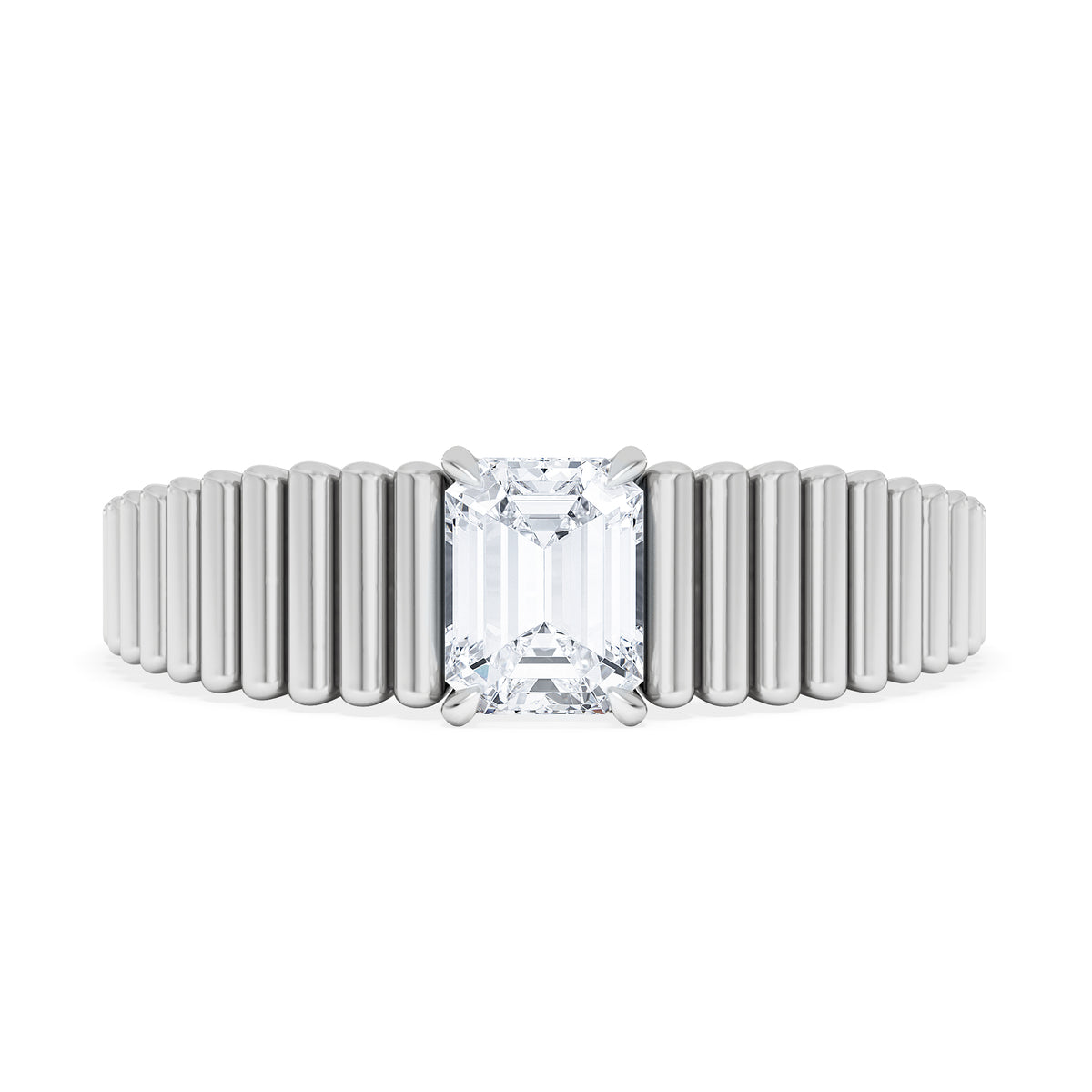 Flute 0.50ct Emerald Cut Lab Grown Diamond Solitaire Ring in Platinum