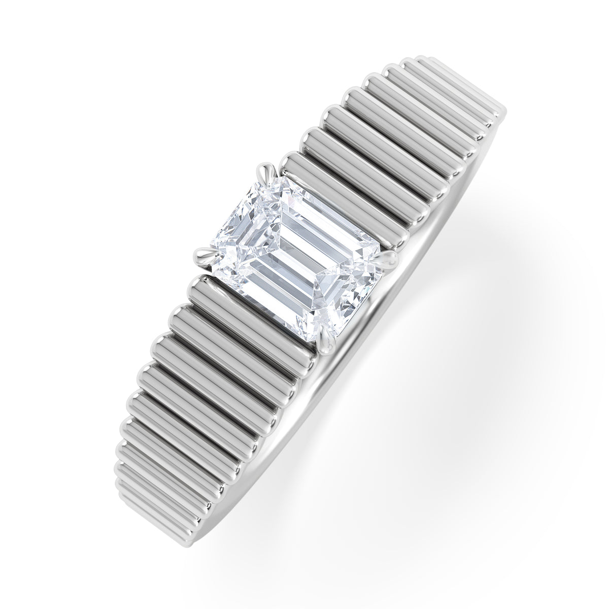 Flute 0.50ct Emerald Cut Lab Grown Diamond Solitaire Ring in Platinum
