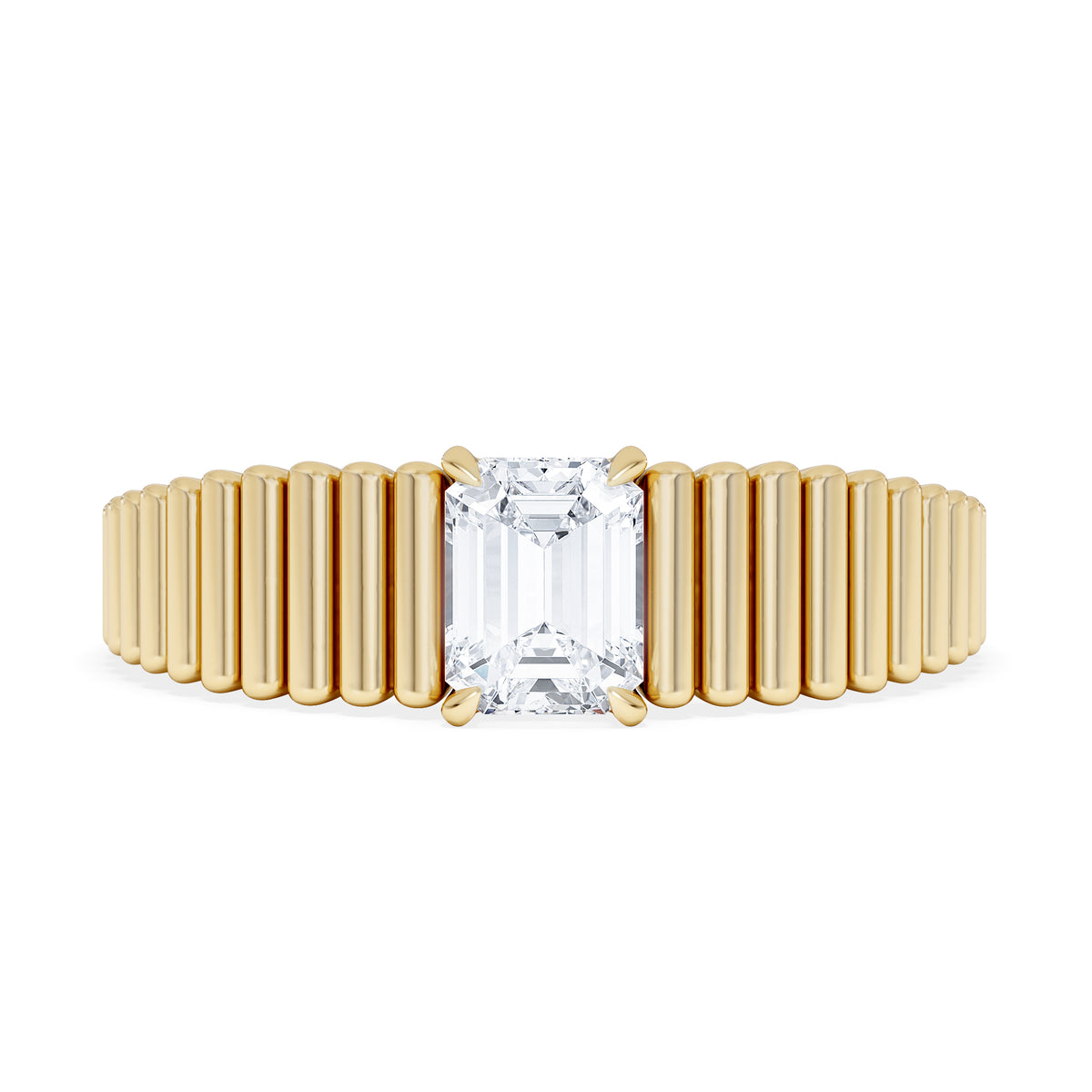 Flute 0.50ct Emerald Cut Lab Grown Diamond Solitaire Ring 18K Yellow Gold