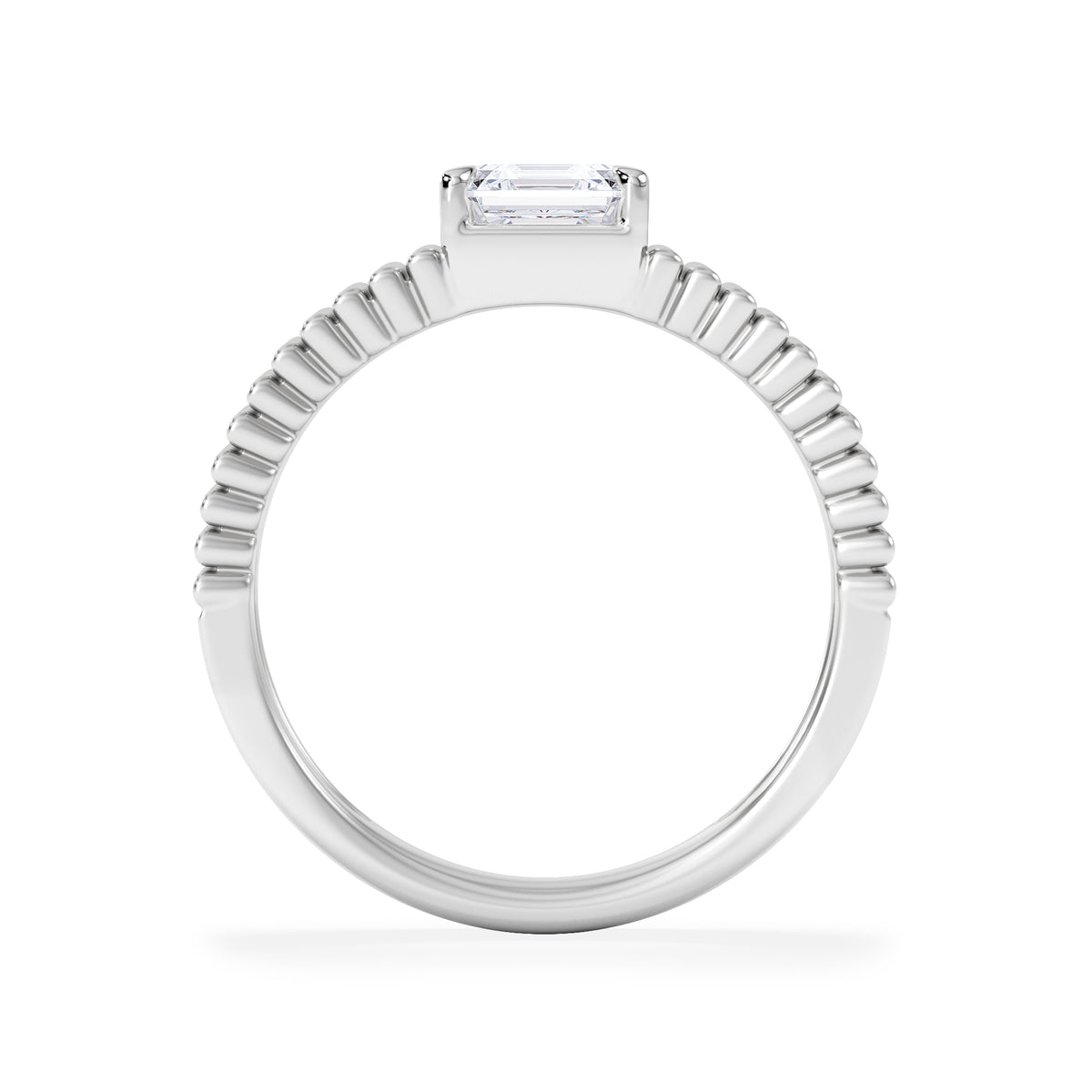 Flute 1.00ct Assher Cut Lab Grown Diamond Solitaire Ring in Platinum
