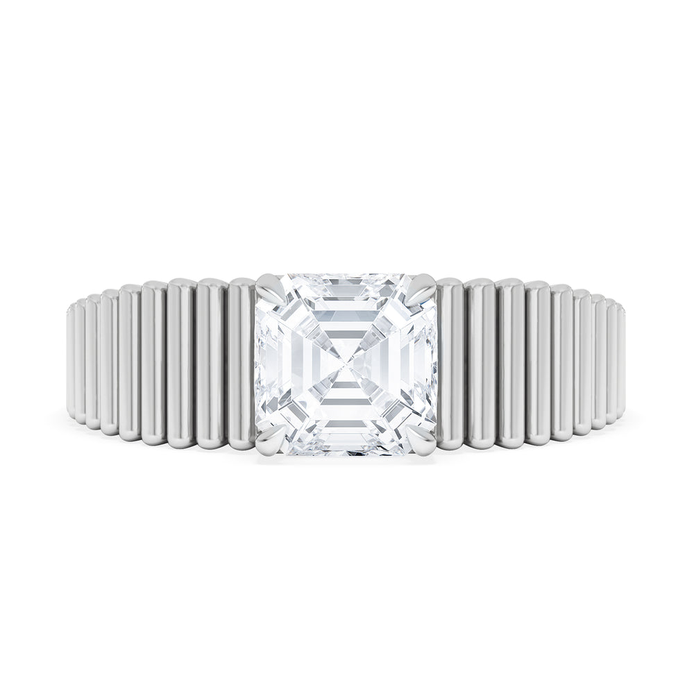 Flute 1.00ct Assher Cut Lab Grown Diamond Solitaire Ring in Platinum