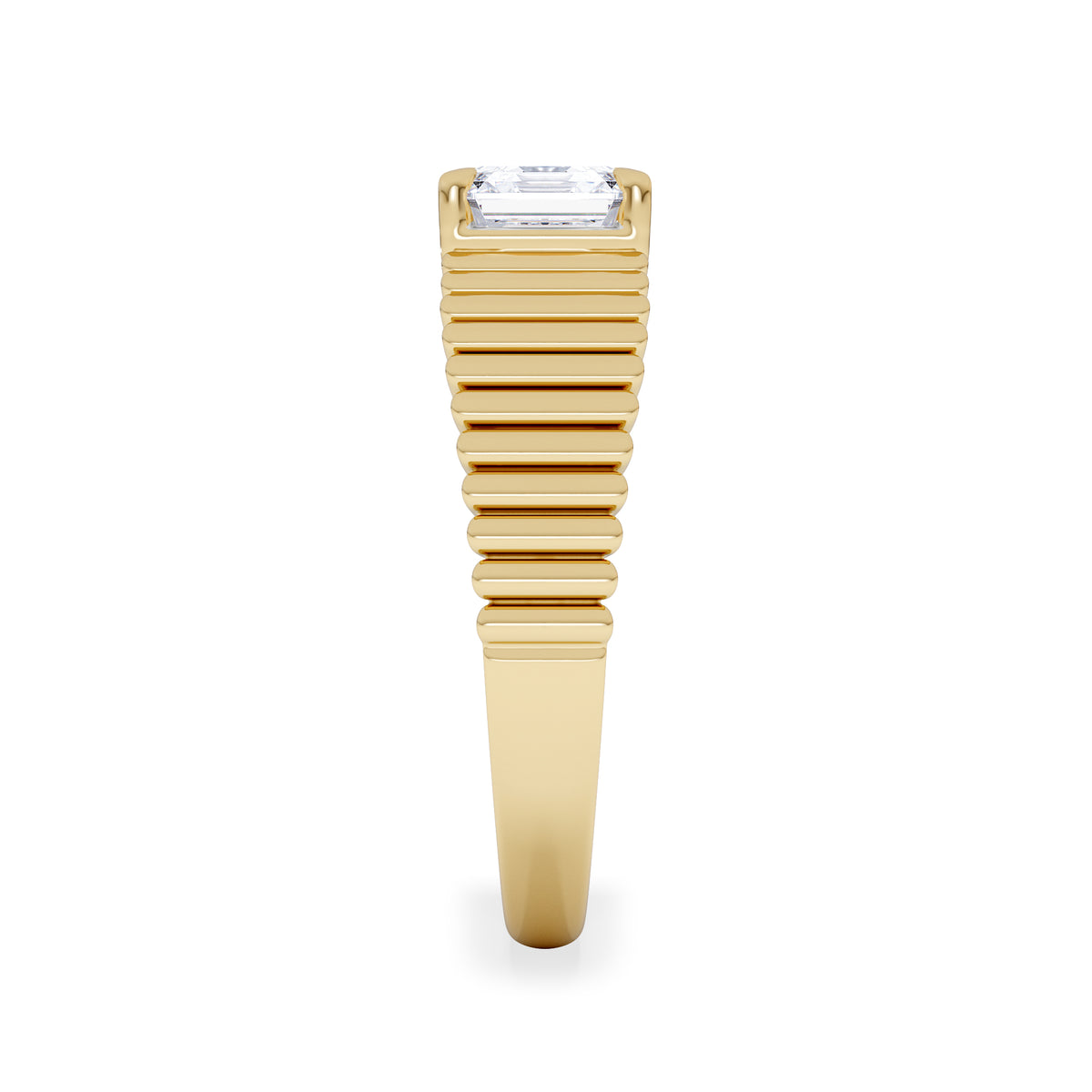 Flute 1.00ct Assher Cut Lab Grown Diamond Solitaire Ring 18K Yellow Gold