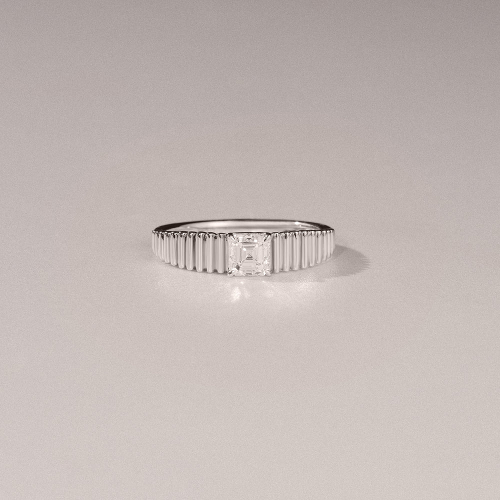 Flute 0.50ct Assher Cut Lab Grown Diamond Solitaire Ring in Platinum