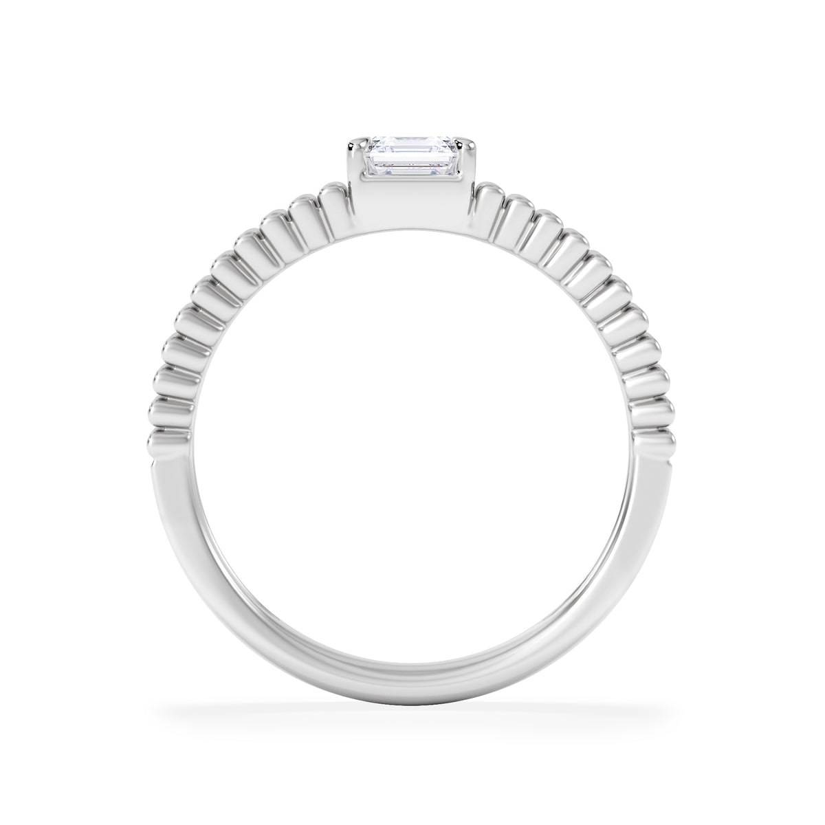 Flute 0.50ct Assher Cut Lab Grown Diamond Solitaire Ring in Platinum