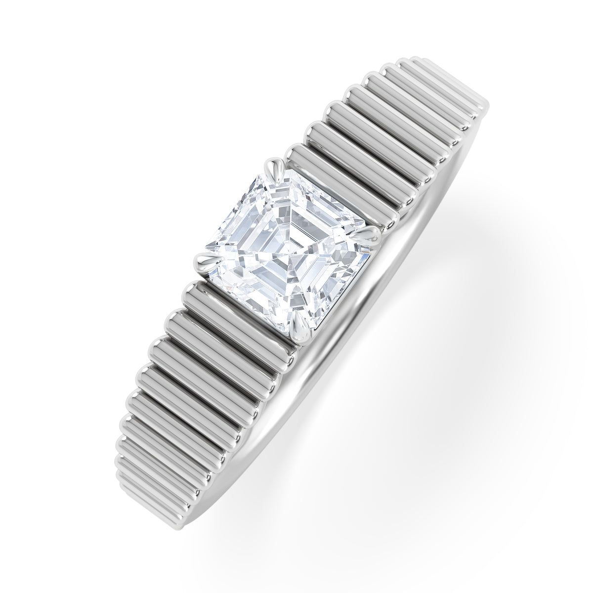 Flute 0.50ct Assher Cut Lab Grown Diamond Solitaire Ring in Platinum