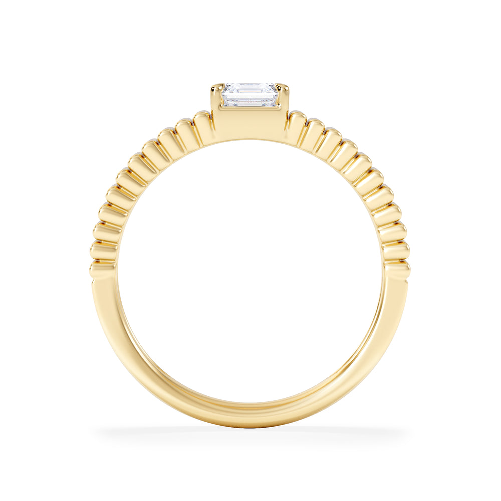 Flute 0.50ct Assher Cut Lab Grown Diamond Solitaire Ring 18K Yellow Gold