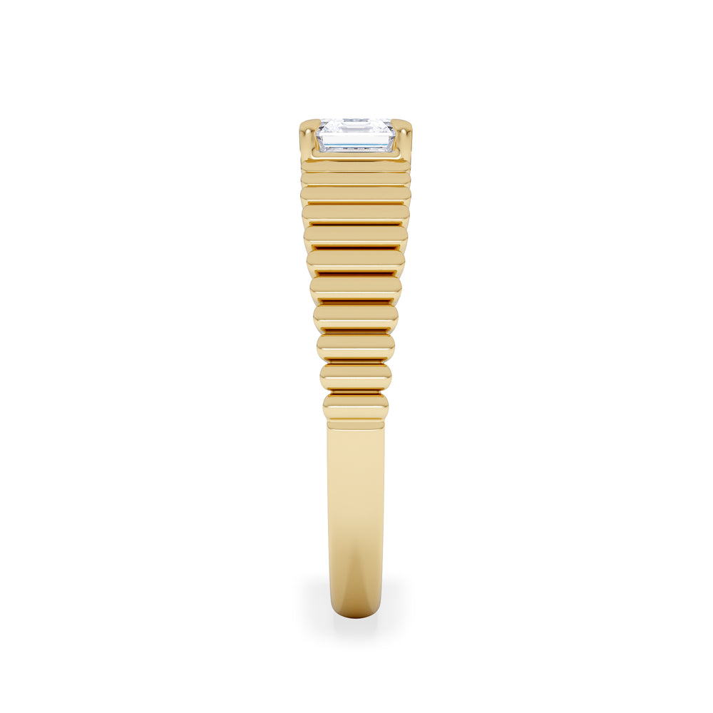 Flute 0.50ct Assher Cut Lab Grown Diamond Solitaire Ring 18K Yellow Gold